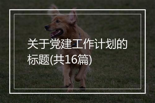 关于党建工作计划的标题(共16篇)