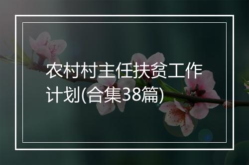 农村村主任扶贫工作计划(合集38篇)
