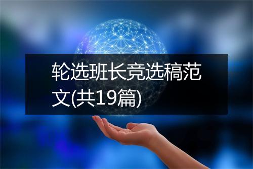 轮选班长竞选稿范文(共19篇)