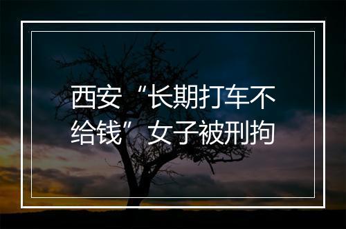 西安“长期打车不给钱”女子被刑拘