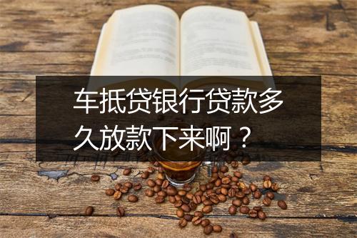 车抵贷银行贷款多久放款下来啊？