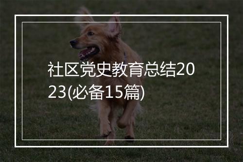 社区党史教育总结2023(必备15篇)