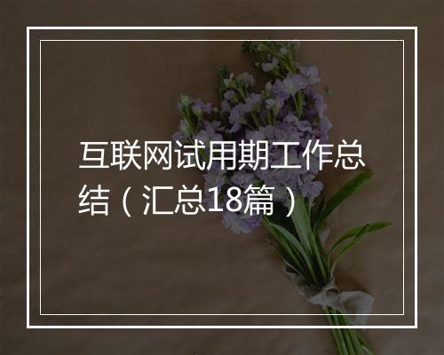 互联网试用期工作总结（汇总18篇）