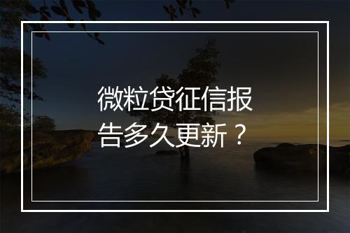 微粒贷征信报告多久更新？