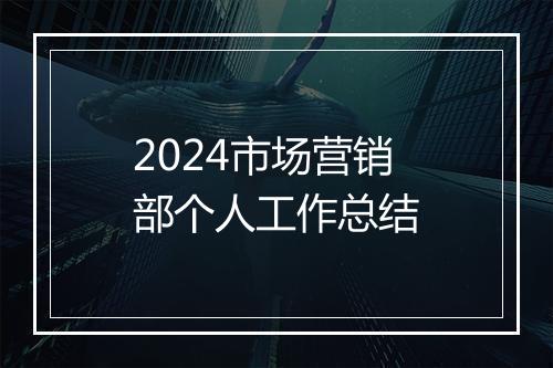 2024市场营销部个人工作总结