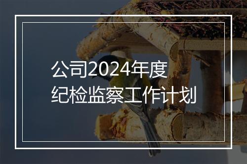 公司2024年度纪检监察工作计划
