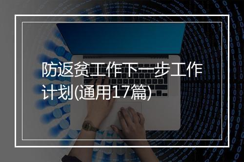 防返贫工作下一步工作计划(通用17篇)