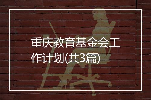 重庆教育基金会工作计划(共3篇)
