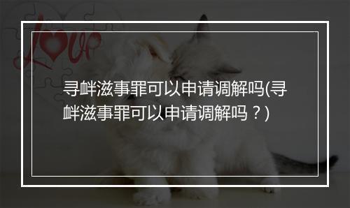 寻衅滋事罪可以申请调解吗(寻衅滋事罪可以申请调解吗？)
