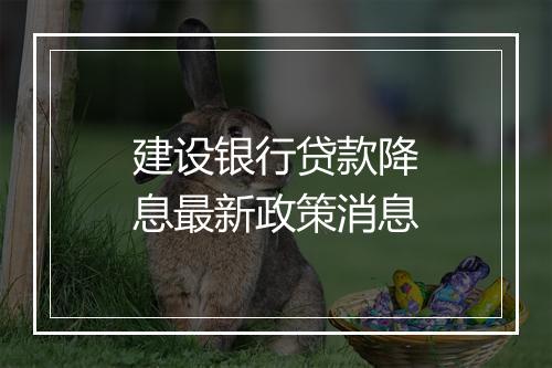 建设银行贷款降息最新政策消息