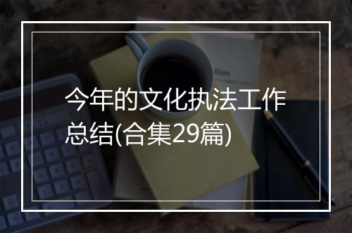 今年的文化执法工作总结(合集29篇)