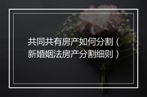 共同共有房产如何分割（新婚姻法房产分割细则）