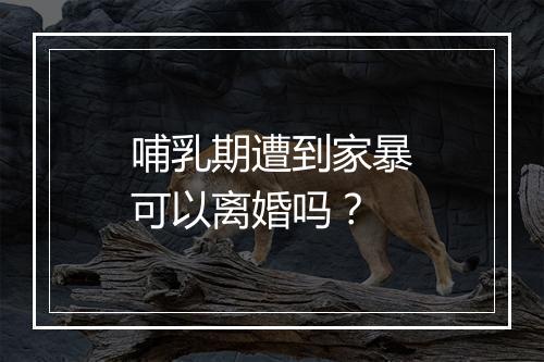 哺乳期遭到家暴可以离婚吗？
