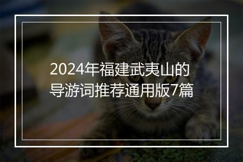 2024年福建武夷山的导游词推荐通用版7篇