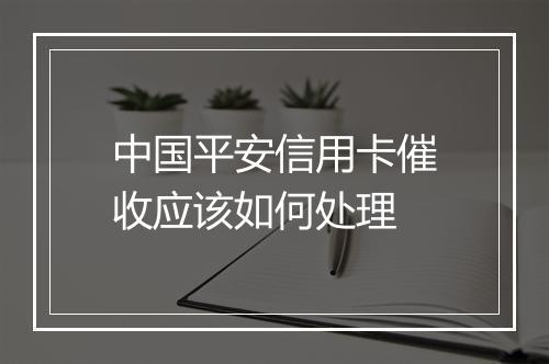 中国平安信用卡催收应该如何处理