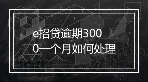 e招贷逾期3000一个月如何处理