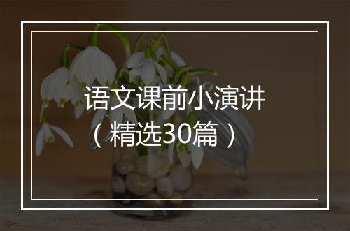 语文课前小演讲（精选30篇）