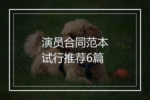 演员合同范本试行推荐6篇