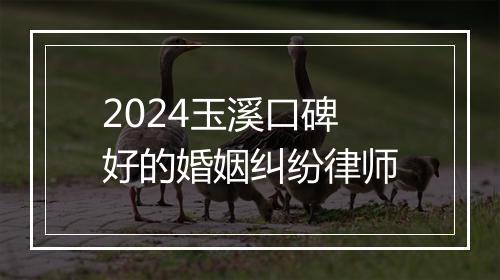 2024玉溪口碑好的婚姻纠纷律师