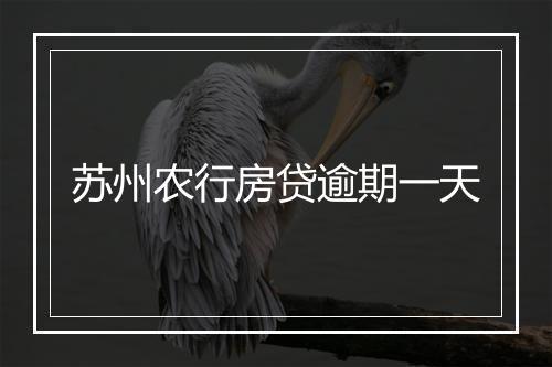 苏州农行房贷逾期一天
