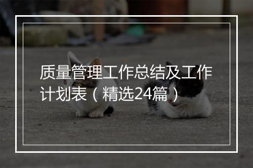 质量管理工作总结及工作计划表（精选24篇）