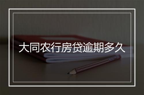 大同农行房贷逾期多久