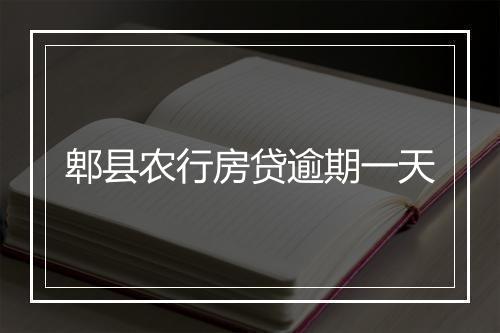 郫县农行房贷逾期一天