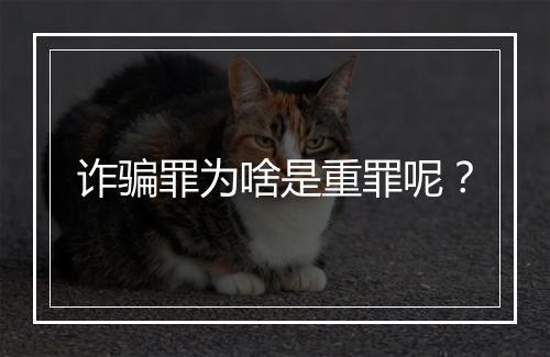 诈骗罪为啥是重罪呢？