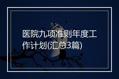 医院九项准则年度工作计划(汇总3篇)