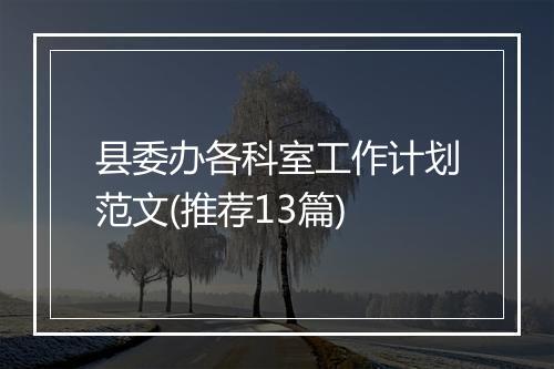 县委办各科室工作计划范文(推荐13篇)