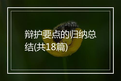 辩护要点的归纳总结(共18篇)