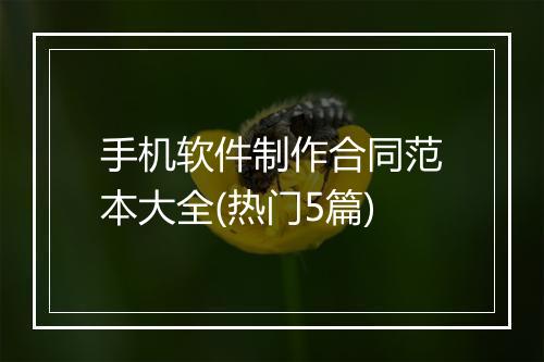 手机软件制作合同范本大全(热门5篇)