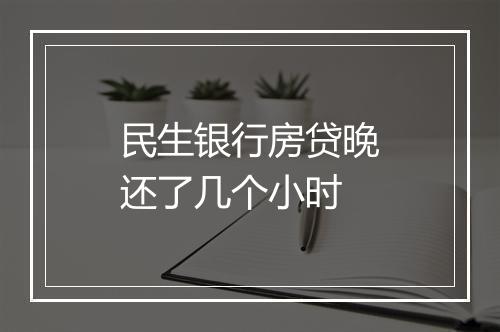 民生银行房贷晚还了几个小时