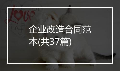 企业改造合同范本(共37篇)