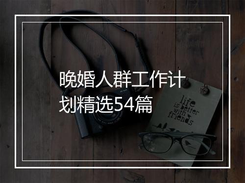 晚婚人群工作计划精选54篇