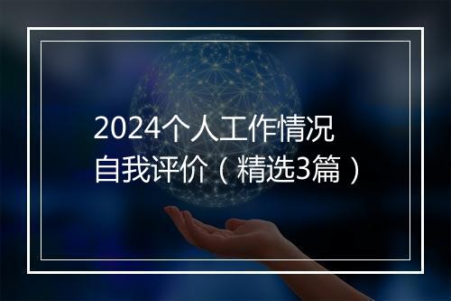 2024个人工作情况自我评价（精选3篇）