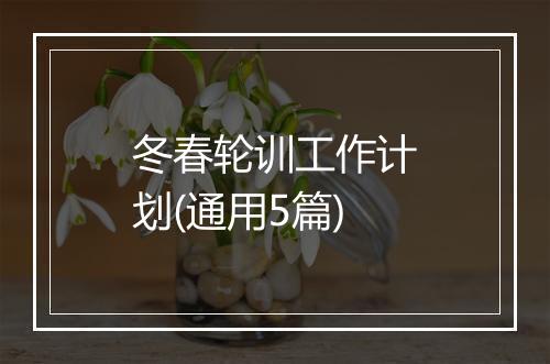 冬春轮训工作计划(通用5篇)