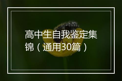 高中生自我鉴定集锦（通用30篇）