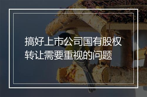 搞好上市公司国有股权转让需要重视的问题