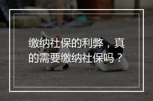 缴纳社保的利弊，真的需要缴纳社保吗？