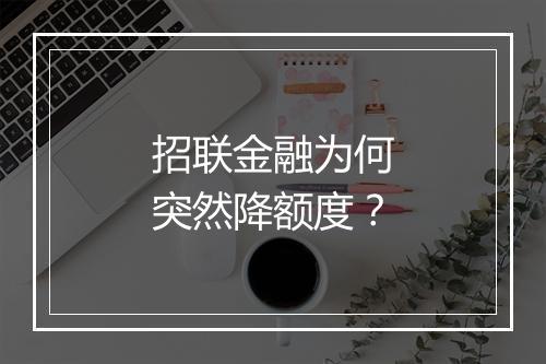 招联金融为何突然降额度？