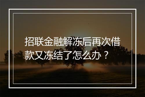 招联金融解冻后再次借款又冻结了怎么办？