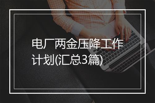 电厂两金压降工作计划(汇总3篇)