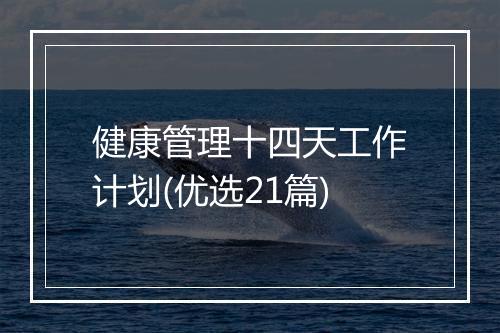 健康管理十四天工作计划(优选21篇)