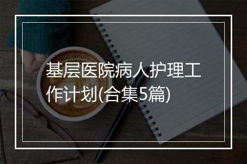 基层医院病人护理工作计划(合集5篇)