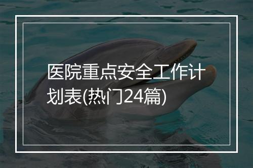 医院重点安全工作计划表(热门24篇)