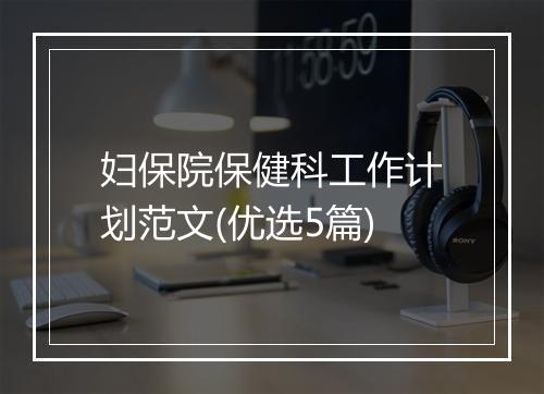 妇保院保健科工作计划范文(优选5篇)
