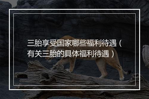 三胎享受国家哪些福利待遇（有关三胎的具体福利待遇）