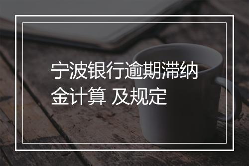 宁波银行逾期滞纳金计算 及规定