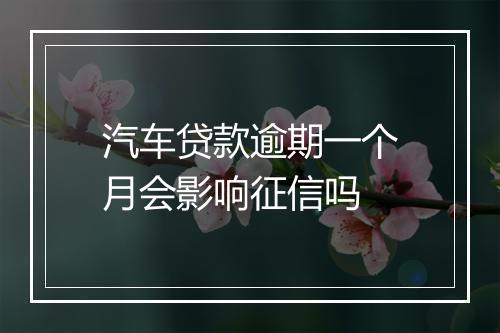 汽车贷款逾期一个月会影响征信吗